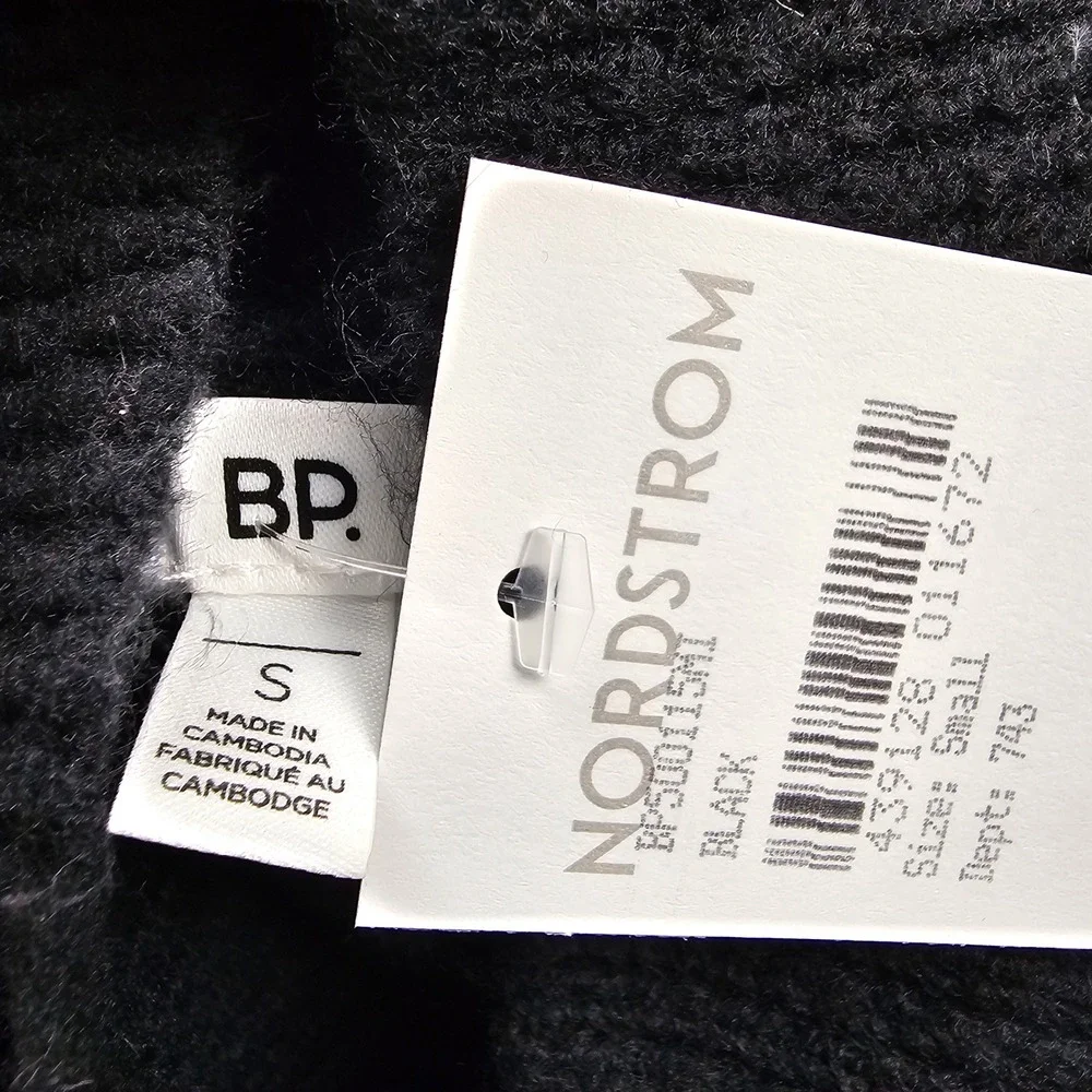 BP Ribbed Mock Neck Sweater Small Black Cropped Fitted Minimal Basic - Picture 3 of 5